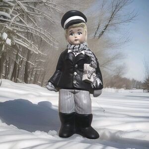 VTG Ceramic 12" Male Christmas Caroler Figurine Window Tabletop Holiday Decor